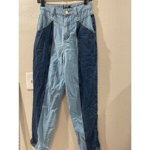 NASTY GAL Jeans WOMENS TWO TONE DENIM MOM RELAXED SIZE 2